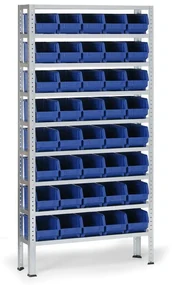 Regál s plastovými boxmi BASIC, 1730 x 850 x 300 mm, 40x box B