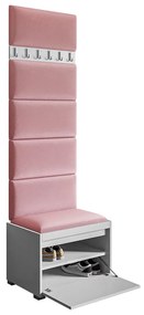 Nábytok do predsiene Kendora 60 (s 6 ks. čalúnených nástenných panelov Pazara 60x30) (ekokoža soft 017 (biela). Vlastná spoľahlivá doprava až k Vám domov. 1054011