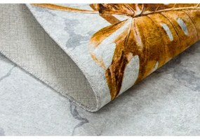 MIRO 51518.806 umývací koberec Listy, rám protišmykový - šedá / zlato Veľkosť: 80x150 cm