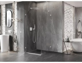 Mexen Lunar-B, výklopný sprchový kút ľavý 70 x 70 cm, 8mm číre sklo, biely profil, 832-070-070-20-00-L