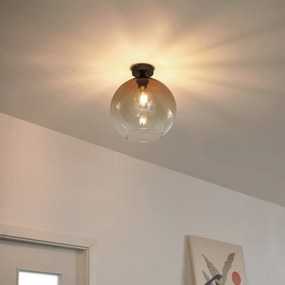 Stropné svietidlo Art Deco tmavý bronz s hnedým sklom - Sandra