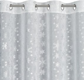 VIANOČNÁ ZÁCLONA NA KRÚŽKOCH SNOW 140X250 CM VZOROVANÁ