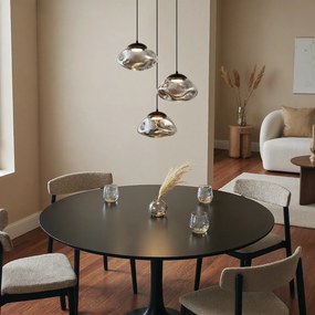 Dizajnové závesné svietidlo čierne s dymovým sklom 3-svetlá - Gus