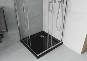 Mexen Rio, štvorcový sprchový kút 70 x 70 cm, 6mm číre sklo, chrómový profil + čierna sprchová vanička, 860-070-070-01-00-4070