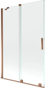 Mexen Velar, 2-krídlová posuvná vaňová zástena 120 x 150 cm, 8mm číre sklo, ružové zlato, 896-120-000-01-60