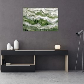 Obraz - Zelenobiele vlnky (90x60 cm)