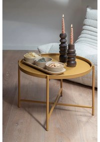 Okrovožltý kovový okrúhly konferenčný stolík ø 50 cm Meseta – Leitmotiv