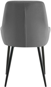 Jedálenská stolička Elmira - zamat, čierny rám - Tmavo sivá
