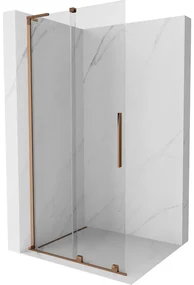 Mexen Velar L, posuvná sprchová zástena Walk-in 110 x 200 cm, 8mm číre sklo, ružové zlato, 871-110-003-03-60