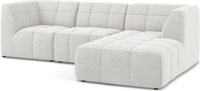 Biela rohová pohovka z textílie buklé (pravý roh/s leňoškou) Aloha – Makamii