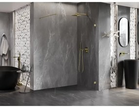 Mexen Lunar sprchová stena pravá 90 x 200 cm, 8mm číre sklo, zlatá matná, 830-090-000-55-00-P