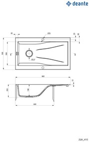 Deante Rapsodia, granitový drez 860x500x210 mm Z/O, 3,5" + priestorovo úsporný sifón, 1-komorový, antracitová metalíza, ZQR_T113