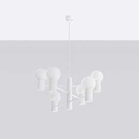 Luster Halo, 6x biele sklenené tienidlo, w