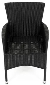 Autronic Záhradná stolička, kov, polyratan, čierna, AZC-S2117 BK