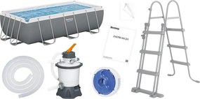 Rámový bazén Power Steel 404x201x100 Sivý 13x6FT BESTWAY + piesková pumpa + rebrík 10in1 56442