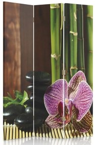 Ozdobný paraván Zen Orchid Bamboo - 110x170 cm, trojdielny, obojstranný paraván 360°