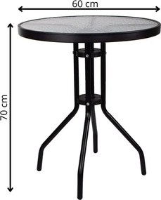 Kovová záhradná súprava Springos – 2 stoličky a stôl so sklenenou doskou