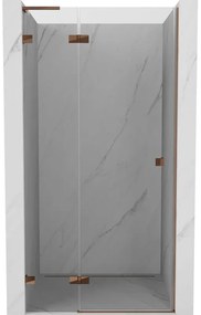 Mexen Lunar L, ľavé otočné sprchové dvere 75 cm, 8mm číre sklo, ružové zlato profil, 834L-075-000-60-00-L