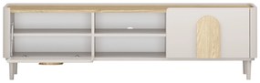 TV stolík Amilio 170 cm so zásuvkou - kašmír / olejovaný dub / úchytky svetlý dub