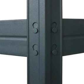 Rohový kovový regál RIVET, 180x90x45x64,5 cm, 5x HDF polica, antracitová sivá