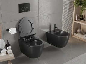 Mexen Carmen závesné wc Rimless s toaletným Slim sedátkom z duroplastu, čierna matná - 30880185