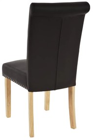 2x Jedálenská stolička Chesterfield 2 - koženka, svetlé nohy - Hnedá