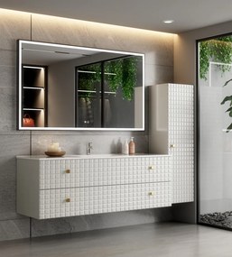 Erga Samira, LED zrkadlo 140x80cm v čiernom ráme, 3335 lm, 3 farby svetla, predné/zadné osvetlenie, ERG-V01-SAMIRA-1480-BK