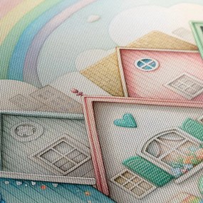 5-dielny obraz farebná ulička pod dúhovým nebom