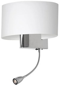 Nástenné svietidlo Casino, biele textilné tienidlo + 1xLED 1w, ch