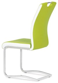 Autronic -  Jedálenská stolička DCL-406 LIM, koženka zelená, biele boky, chróm