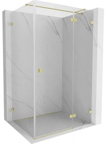 Mexen Lunar T, výklopný pravý sprchový kút 125 x 120 cm, 8mm číre sklo, zlatý kartáčovaný - 834T-125-120-55-00-P