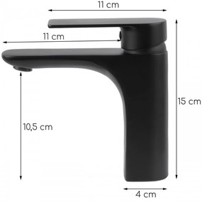 Erga Remi, umývadlová batéria h-150, čierna matná, ERG-YKA-BU.REMI24-BLK