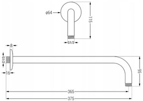 Mexen KAI, podomietkové rameno 40cm + sprchová hlavica 30cm, chróm, 79230-00 + 79211-00