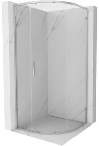 Mexen Exo, štvrťkruhový sprchovací kút s posuvnými dverami 70 x 70 cm, 6mm číre sklo, chrómový profil, 8131-070-070-01-00