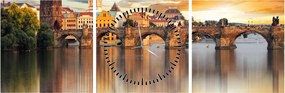Obraz - Praha (s hodinami) (90x30 cm)