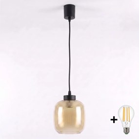 BRILAGI - LED luster na lanku R GLASS 1xE27/60W/230V pr. 14 cm čierna/dymová hnedá