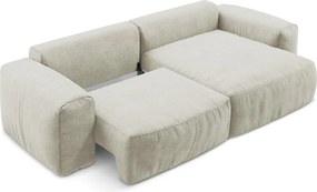 Béžová ženilková rozkladacia rohová pohovka (pravý roh/s leňoškou) Kuki – Makamii