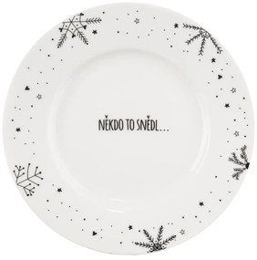 Biely servírovací porcelánový tanier s vianočným motívom ø 20 cm – Dakls