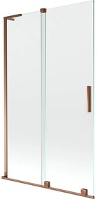 Mexen Velar L, 2-krídlová posuvná vaňová zástena 110 x 150 cm, 8mm číre sklo, ružové zlato, 896-110-003-01-60