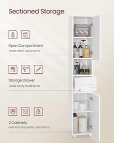 Kúpeľňová skrinka, Kúpeľňový nábytok s jednou zásuvkou, biela farba