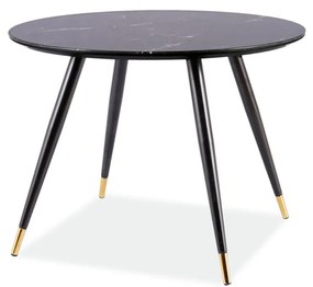 OKRÚHLY JEDÁLENSKÝ STÔL TREVIS ČIERNY MRAMOR + ZLATÝ 100 cm