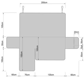 Poťah na rohovú sedačku ľavý PARIS béžový, 200 cm
