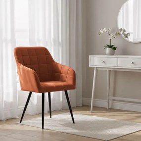 Sada štyroch jedálenských stoličiek LUXANO zamatové, medené / čierne nohy (4 ks)