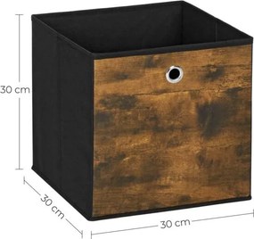 Skladacie úložné boxy, 6 ks, rustikálna hnedá, čierna