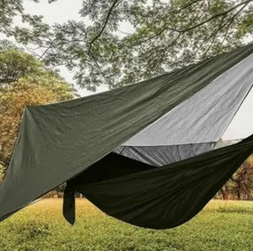Turistická hojdacia sieť s moskytiérou a  slnečnou clonou