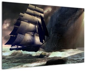 Obraz - Loď medzi útesmi (90x60 cm)