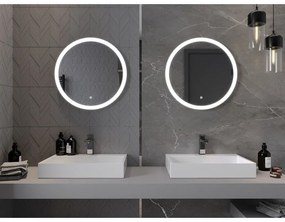 Mexen Oro, okrúhle LED podsvietené kúpeľňové zrkadlo 60 cm, 6000K, vykurovacia podložka proti zahmlievaniu, 9824-060-060-611-00
