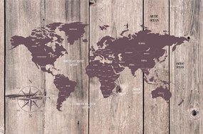 Tapeta hnedo-fialová mapa na drevenom pozadí - 300x200