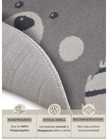 Sivý detský koberec ø 140 cm Bear – Hanse Home