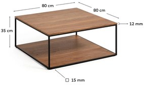 Hnedý konferenčný stolík s doskou v dekore orechového dreva 80x80 cm Yona - Kave Home